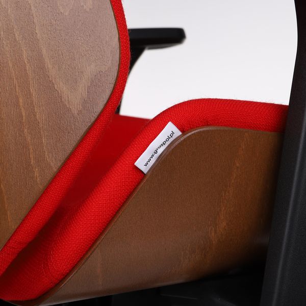 Kancelárska stolička s podrúčkami Munos Wood - červená (Fame 02) / svetlý orech / čierna