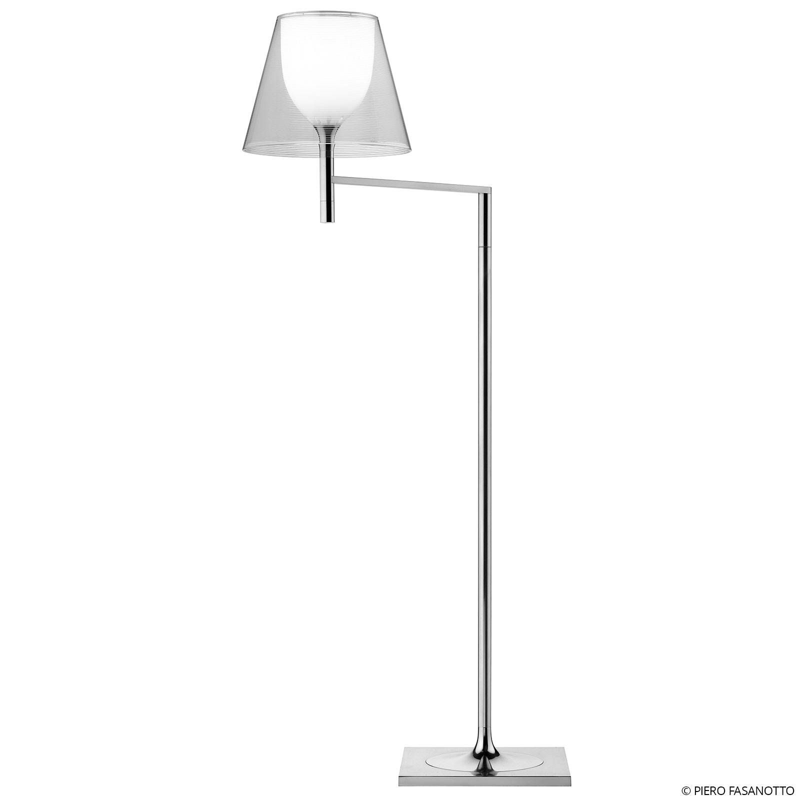 FLOS KTribe F1 stojaca lampa, priehľadná, Obývacia izba / jedáleň, PMMA, polykarbonát, hliník, E27, 100W, K: 112cm