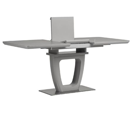 Autronic Jedálenský stôl 140+40x80 cm, keramická doska 6 mm s dekorom sivý mramor, MDF, sivý mat - HT-442M GREY