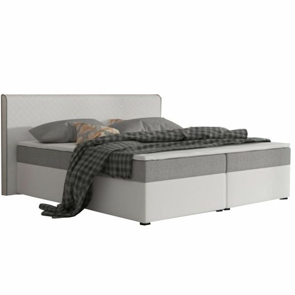 Manželská posteľ Boxspring 160 cm Namakyra Megakomfort (biela + sivá) (s matracom a roštom)