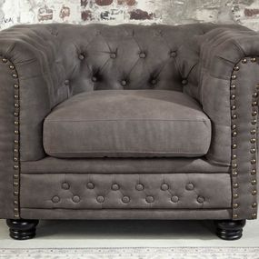 LuxD Luxusné kreslo Chesterfield Vintage sivé