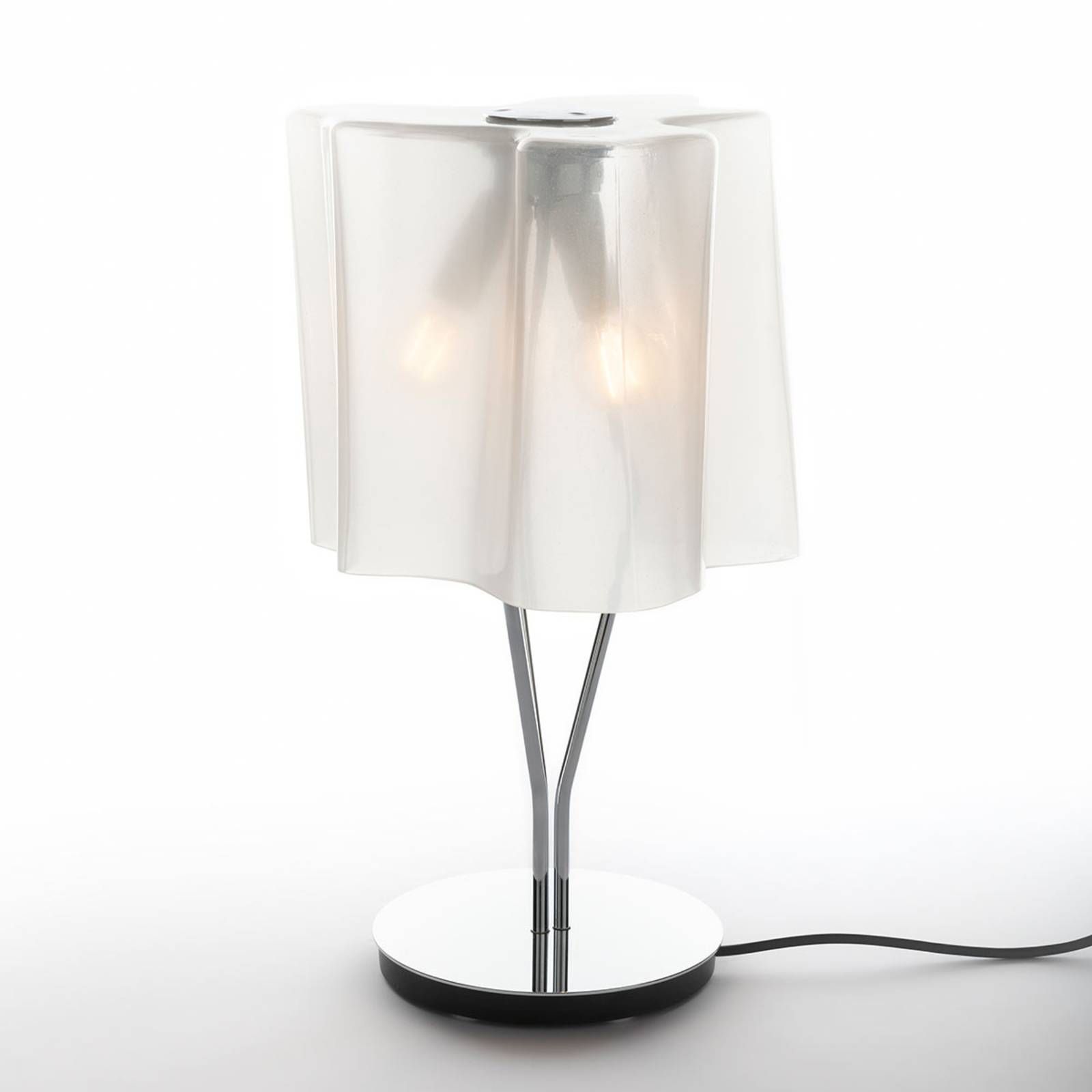 Artemide Stolná lampa Logico 44 cm lesk/chróm, Obývacia izba / jedáleň, kov, sklo, plast, E14, 30W, P: 28 cm, L: 28 cm, K: 44cm