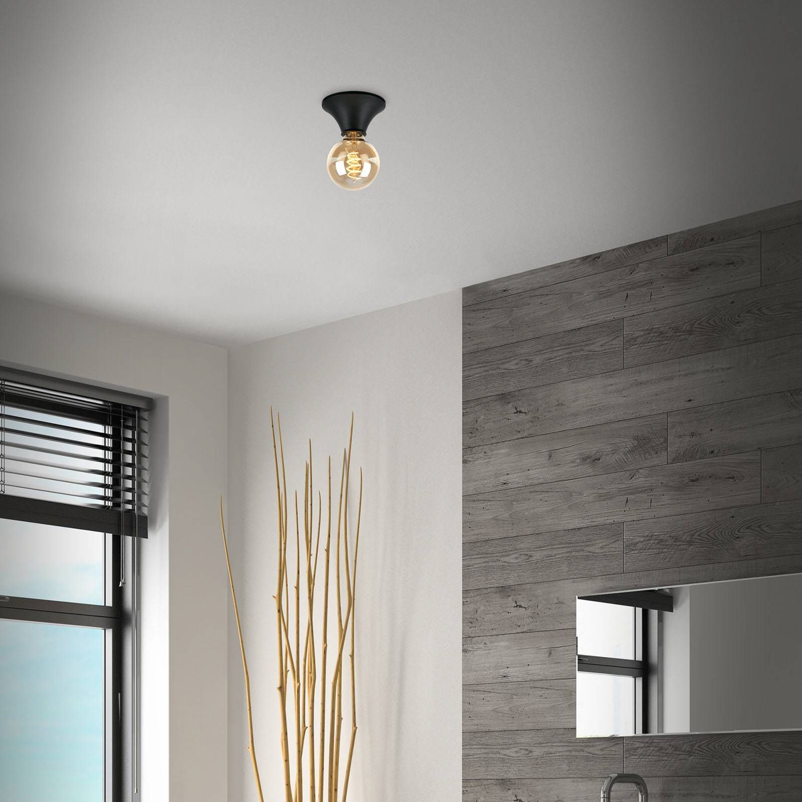 Briloner Stropné svietidlo Tepel kúpeľňa IP44 E27 čierna, Obývacia izba / jedáleň, plast, kov, E27, 10W, K: 6cm