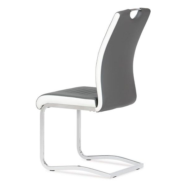 Autronic -  Jedálenská stolička DCL-406 GREY, koženka sivá, chróm