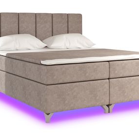 Čalúnená manželská posteľ s úložným priestorom Barino 140 - svetlohnedá