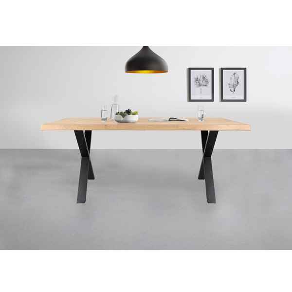 Sconto Jedálenský stôl AMAYA XN dub/kov, šírka 220 cm, prírodná hrana