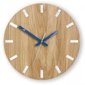 Nástenné hodiny Simple Oak hnedo-modré