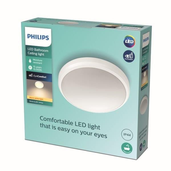 Philips Doris LED CL257 Stropné svietidlo do kúpeľne kruhové 6W/600lm 220mm 2700K IP44 biela