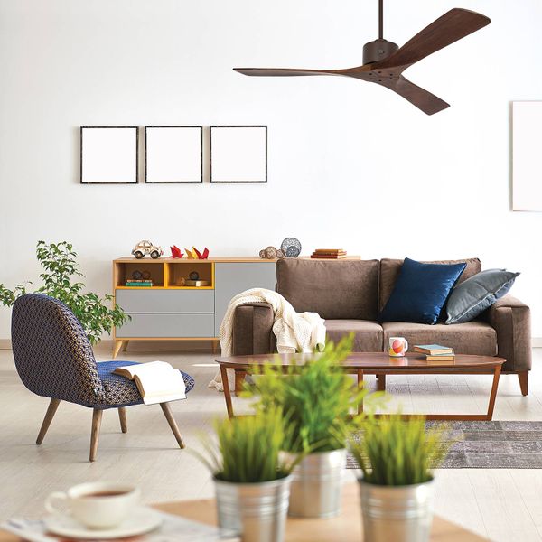 CasaFan Stropný ventilátor Macau, bronz naolejovaný/orech, Obývacia izba / jedáleň, kov, drevo