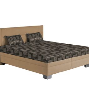 Manželská posteľ 180 cm Blanár Savona (béžová + vzor Beky 1) (s roštom a matracom Alena)