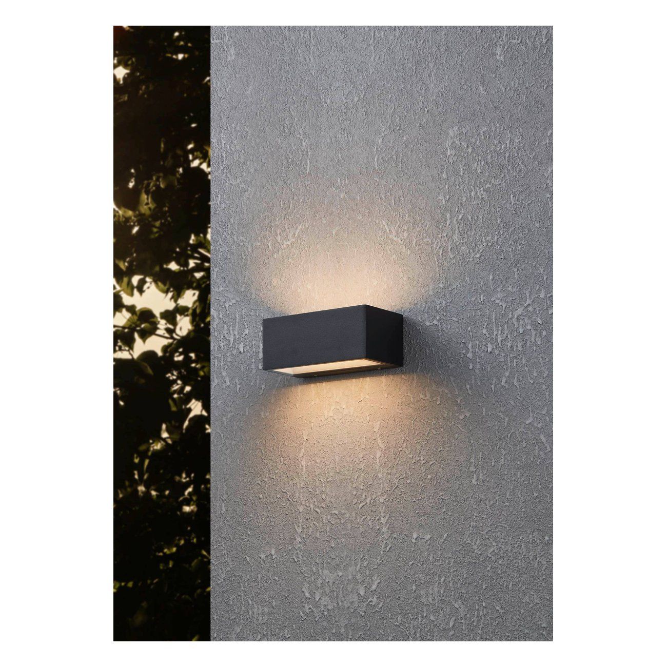 EGLO OUTDOOR 900885 SPONGANO vonkajšie nástenné svietidlo efektné LED 2X5W/1200lm 3000+4000+5000+6500K IP65 čierna, číra