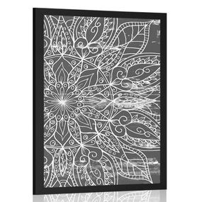 Plagát textúra Mandaly v čiernobielom prevedení - 40x60 black