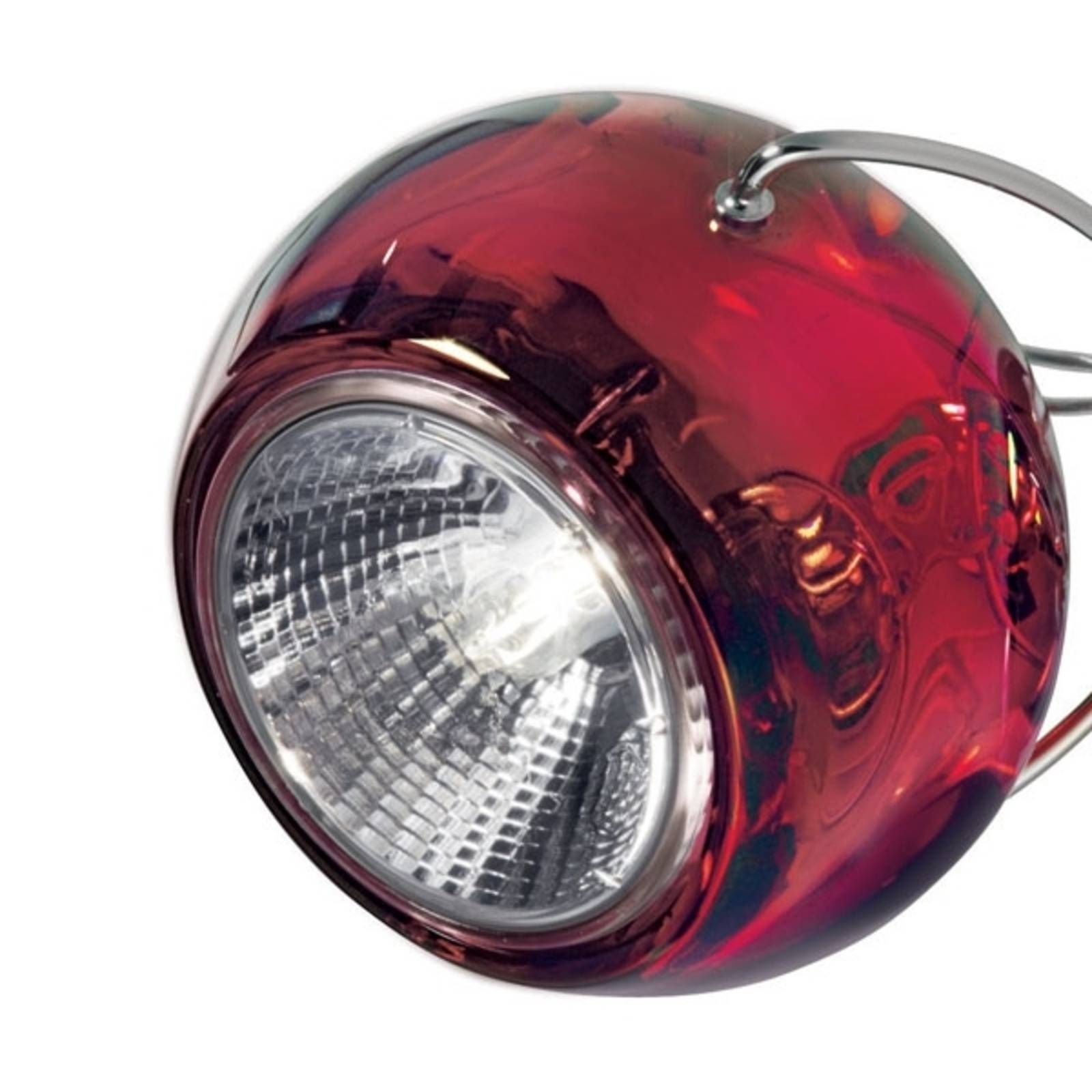 Fabbian Beluga Colour – závesná lampa, červená, Obývacia izba / jedáleň, kov, olovnatý krištáľ, GU10, 75W