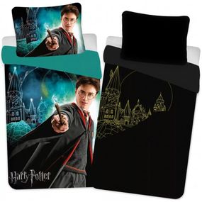 Setino · Bavlnené posteľné obliečky Harry Potter - so svietiacim efektom - 100% bavlna - 70 x 90 cm + 140 x 200 cm