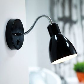 Nordlux Flexibilné nástenné svietidlo CYCLONE, čierne, Obývacia izba / jedáleň, kov, E14, 15W, L: 11 cm, K: 37cm