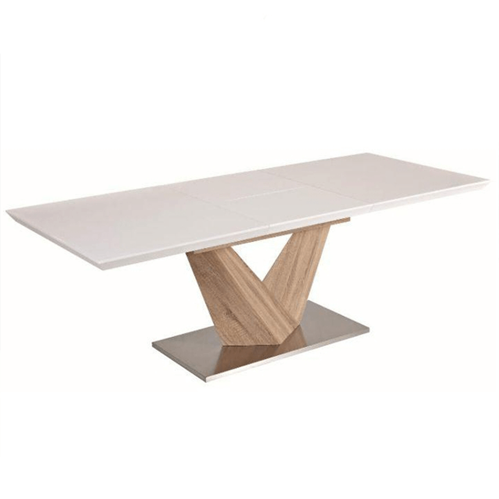 Kondela Jedálenský stôl, biela extra vysoký lesk HG/dub sonoma, DURMAN