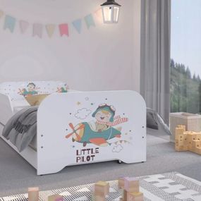 DomTextilu Moderná detská posteľ pre malých pilotov 140 x 70 cm  Biela 46369