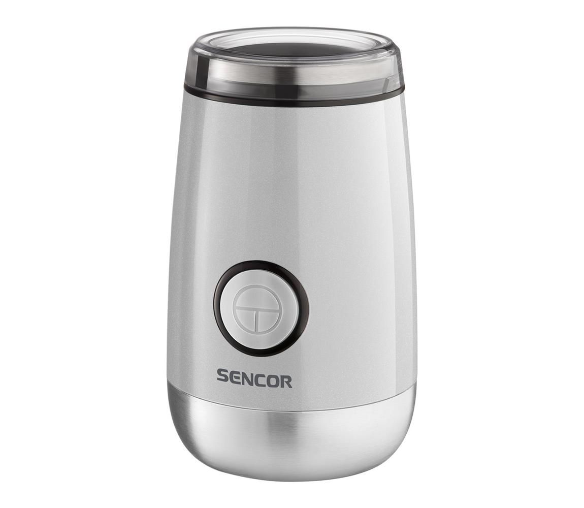 Sencor - Elektrický mlynček na zrnkovú kávu 60 g 150W/230V biela/chróm
