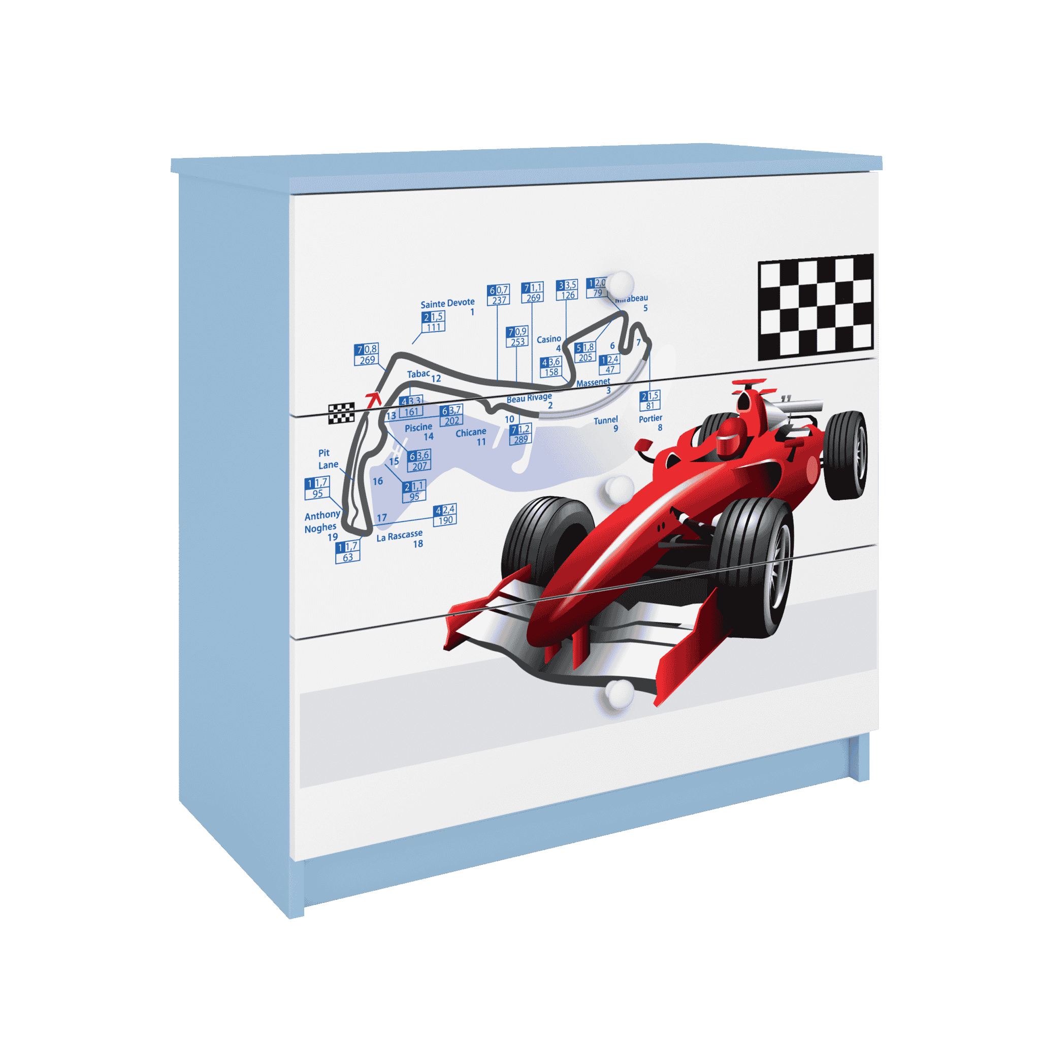 Letoss Detská komoda- Formula Modrá