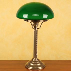 Berliner Messinglampen Mosadzná stolná lampa Hari so zeleným tienidlom, Obývacia izba / jedáleň, mosadz, sklo, E27, 75W, K: 43cm