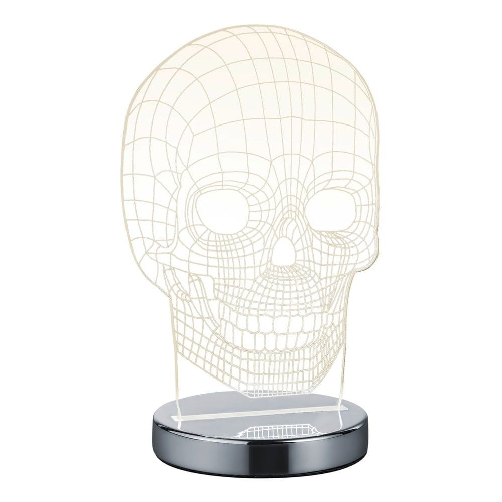 LED stolová lampa v lesklej striebornej farbe (výška 21 cm) Skull - Trio