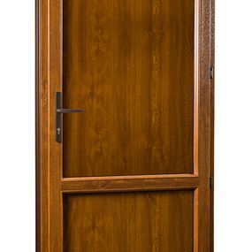 SKLADOVE-OKNA.sk Vedľajšie vchodové dvere REHAU Smartline+, plné, pravé, 980 x 2080 mm, biela / zlatý dub