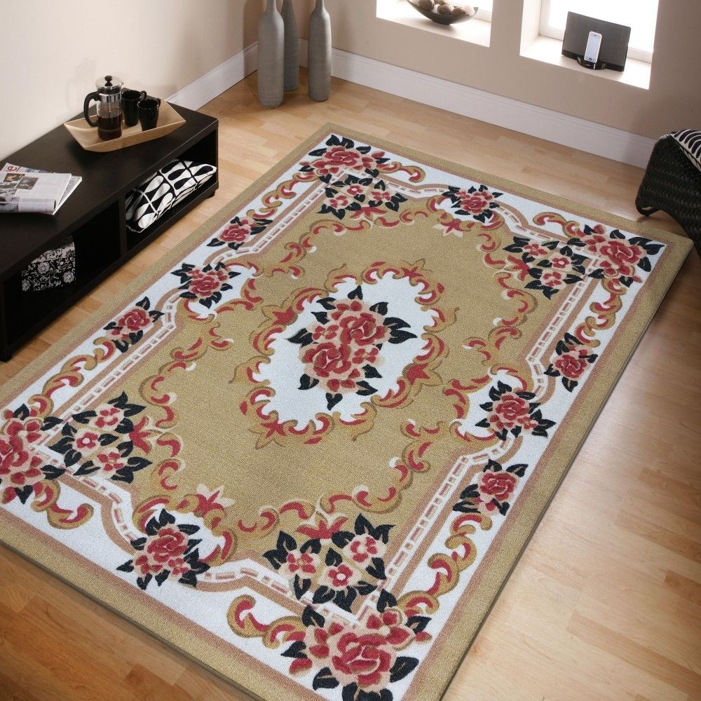 DomTextilu Krásny svetlohnedý koberec s kvetinovým vzorom 43486-204940