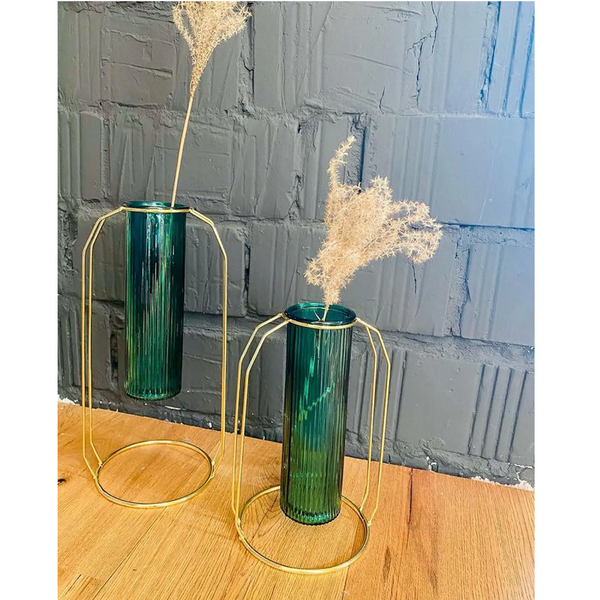 Vázy, set 2 ks, smaragdová/zlatá,  ROSEIN TYP 1