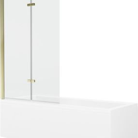MEXEN/S - Cubik obdĺžniková vaňa 170 x 70 cm s panelom + vaňová zástena 100 cm, transparent, zlatá 550317070X9210025000