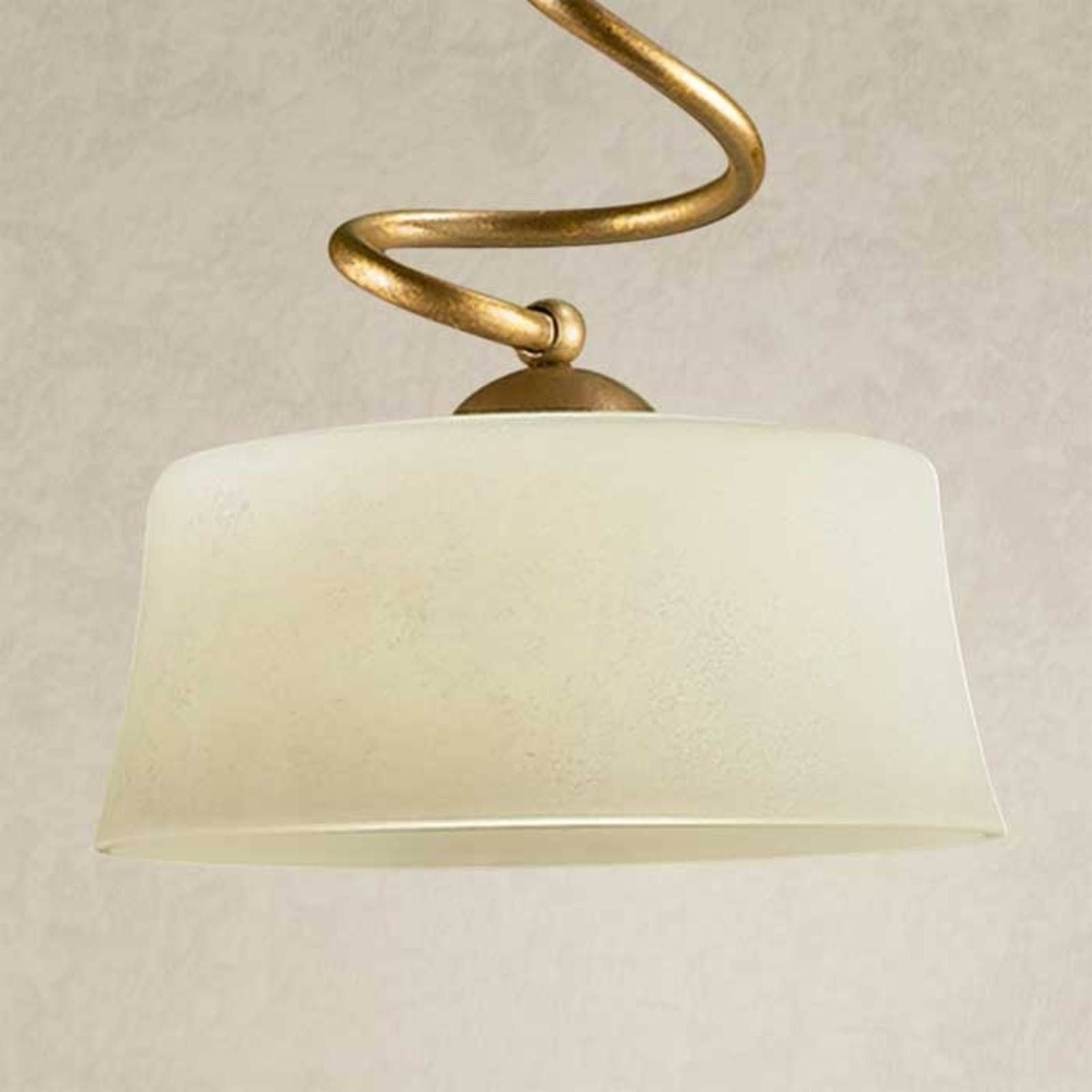 Lam Závesná lampa Alessio so sklom scavo 1-pl., Obývacia izba / jedáleň, kov, sklo, E27, 150W, P: 105 cm