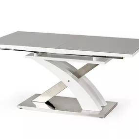 Rozkladací jedálenský stôl Sandor 2 - sivý lesk / biely lesk / nerezová