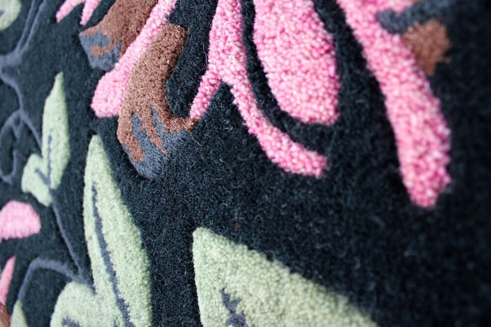Flair Rugs koberce Rušně všívaný vlněný kusový koberec V&A Honeysuckle Black/Multi - 160x230 cm
