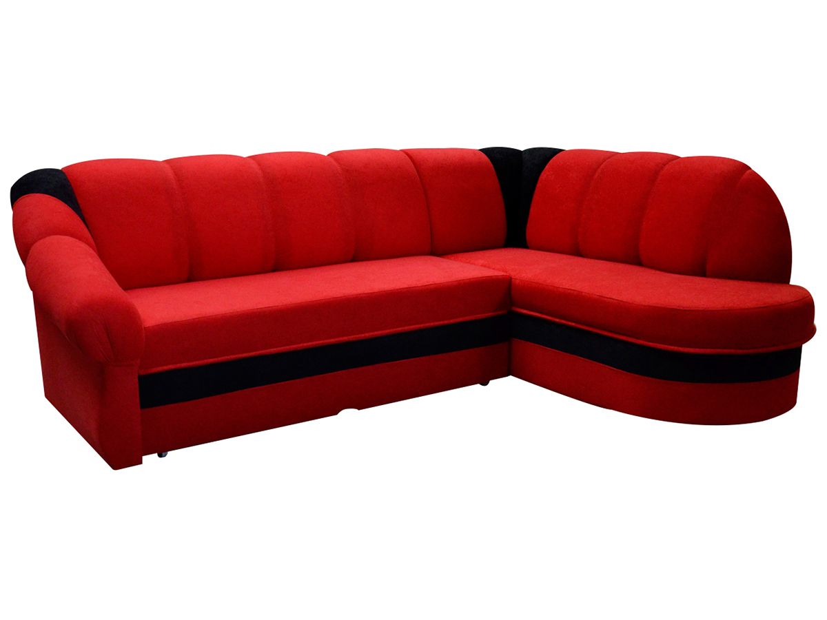 Rohová sedačka s rozkladom a úložným priestorom Belluno P - červená / čierna