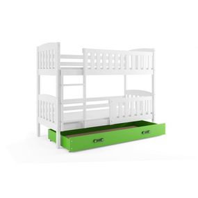 Detská poschodová posteľ KUBUS s úložným priestorom 80x190 cm - biela Zelená