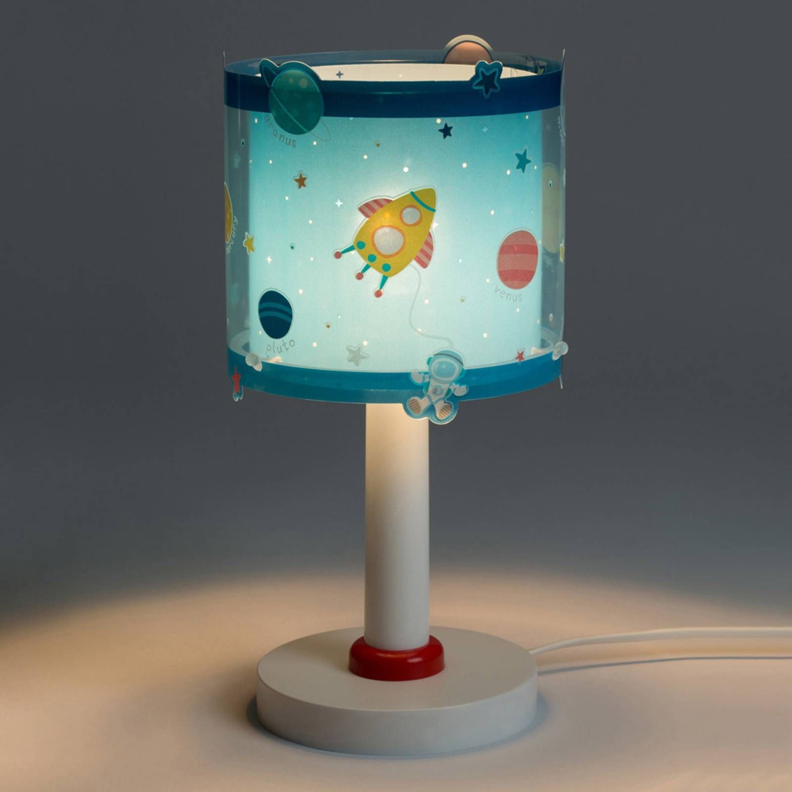 Dalber Planets stolová lampa v pestrých farbách, Detská izba, plast, E14, 40W, K: 30cm