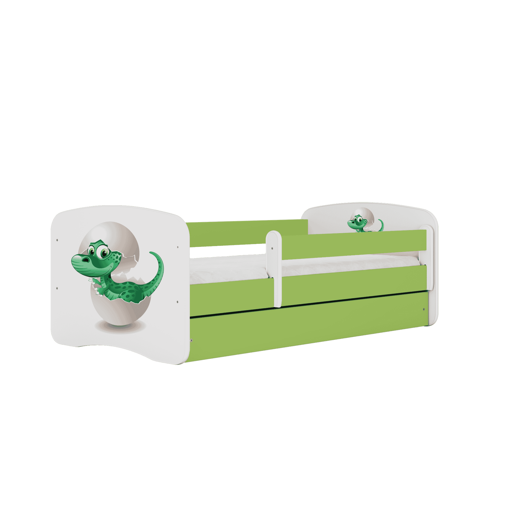 Letoss Detská posteľ BABY DREAMS 140/70- Dinosaurus Zelená S matracom S uložným priestorom