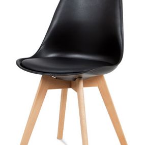 Autronic Jedálenská stolička, plast čierny / koženka čierna / masív buk CT-752 BK