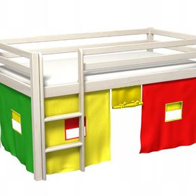 Látkový záves - domček do vyvýšenej postele BERTÍK - farebný (multicolor)