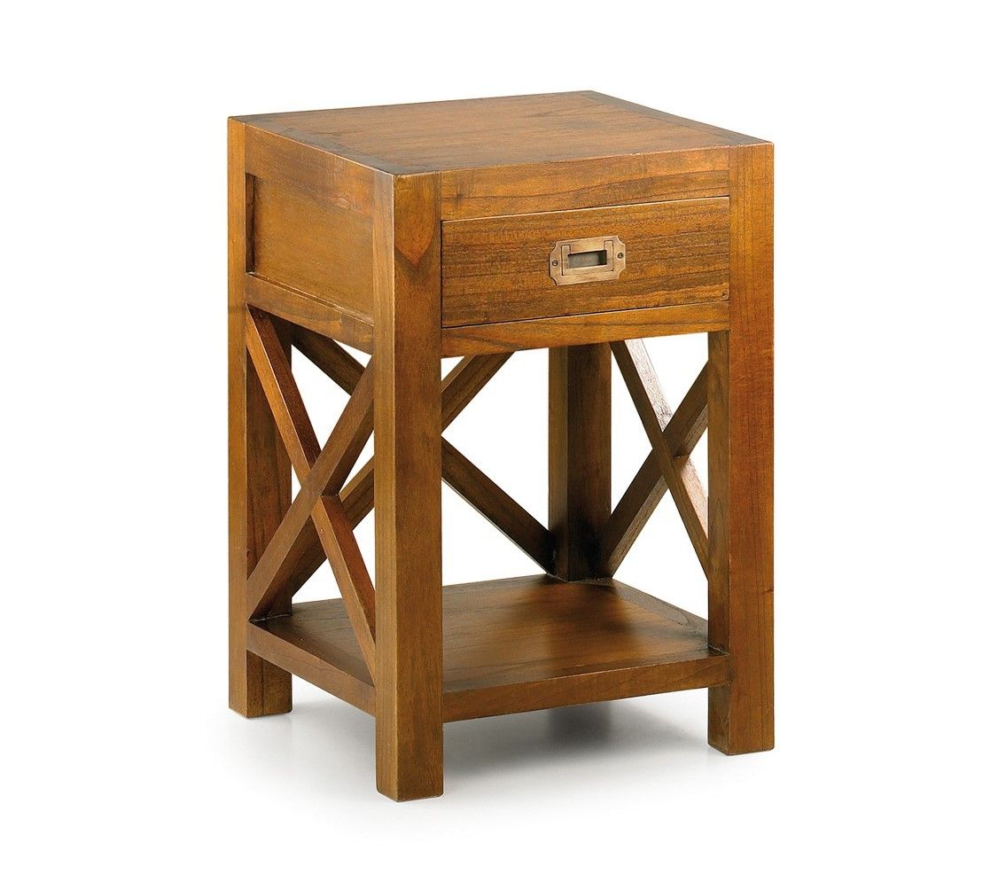 Estila Masívny štýlový nočný stolík Star z dreva mindi hnedej farby so zásuvkou 60cm