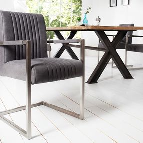 Estila Industriálna dizajnová retro stolička Inspirativo sivá 90cm, strieborný rám