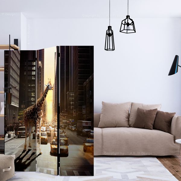 Artgeist Paraván - Giraffe in the Big City [Room Dividers]