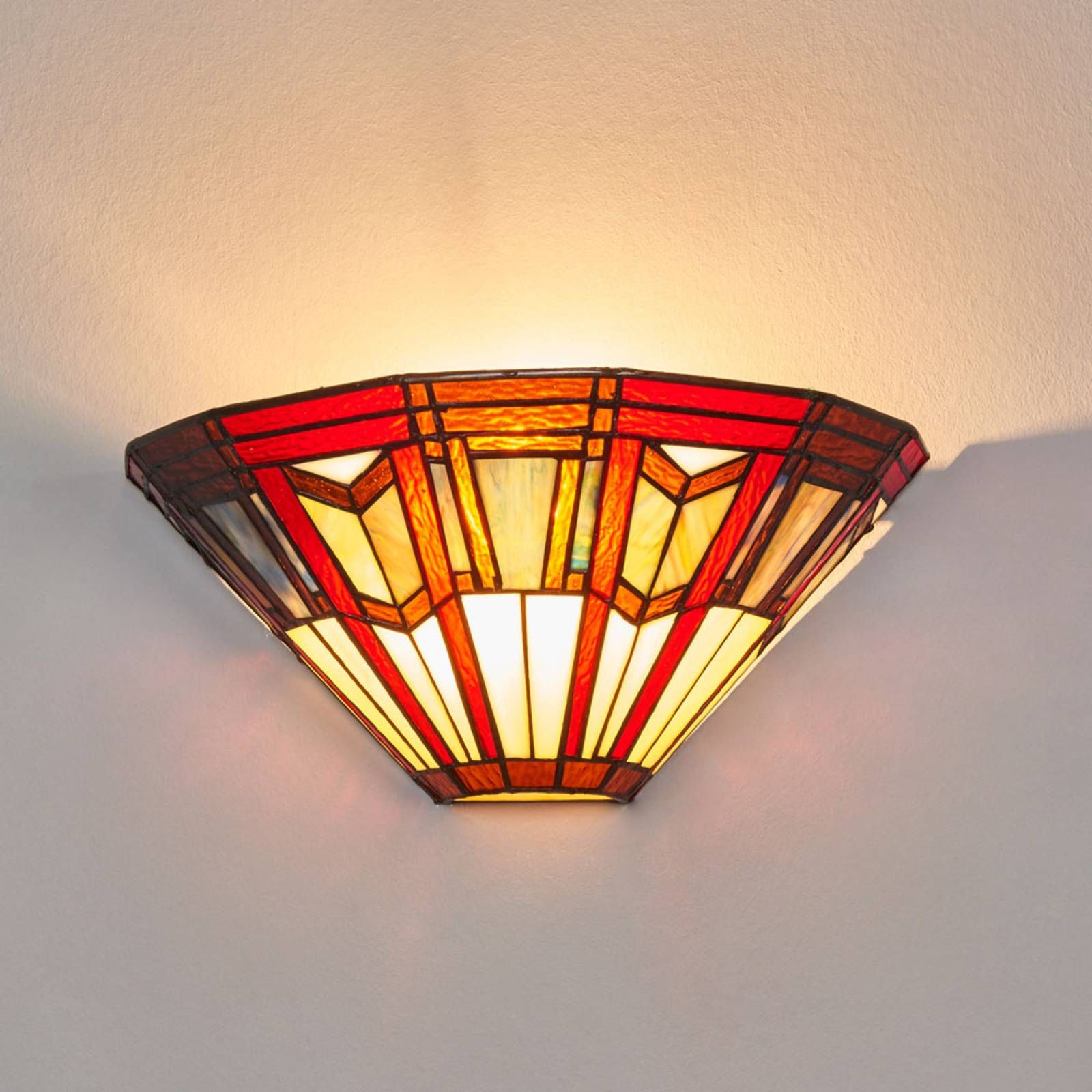 Artistar Nástenné svietidlo Lillie Tiffany-štýl, Obývacia izba / jedáleň, sklo, E27, 60W, P: 30 cm, K: 14cm