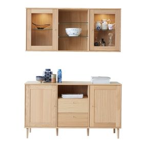 Set nástennej vitríny s osvetlením a komody v dekore duba 133x136 cm Mistral - Hammel Furniture