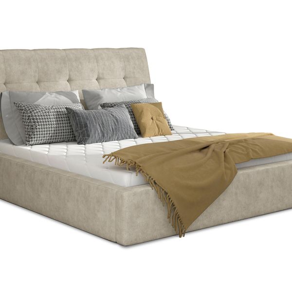 Čalúnená manželská posteľ s roštom Ikaria 180 - béžová