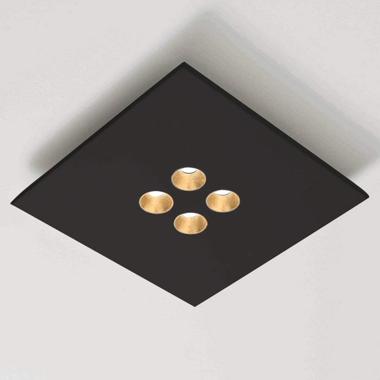 ICONE Confort stropné LED vo vznešenej čiernej, Obývacia izba / jedáleň, hliník, 4.5W, P: 38 cm, L: 38 cm, K: 4.5cm