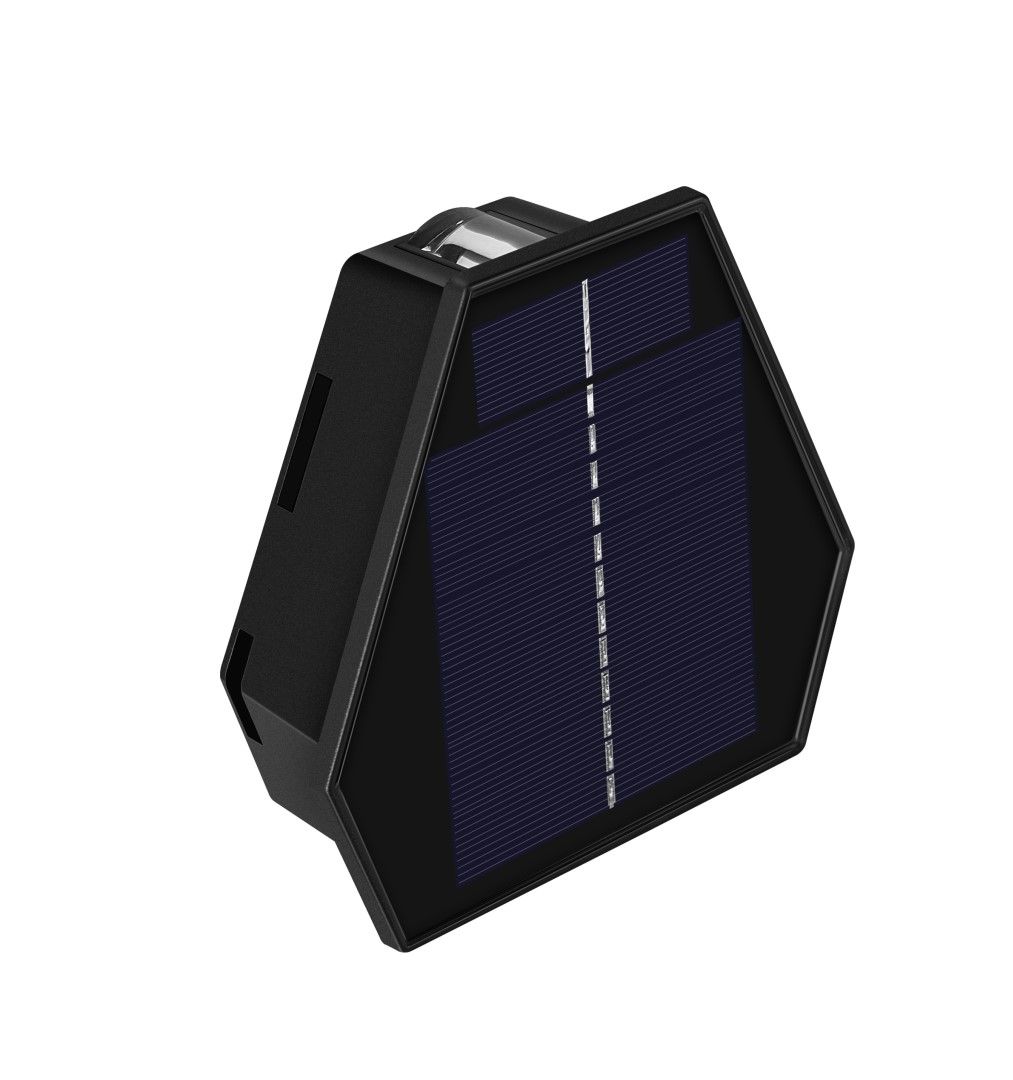Immax 08488L IMMAX WALL vonkajšie solárne nástenné svietidlo LED 2W/15lm 6000-6500K/3000-3500K, IP54, svetelný senzor, čierna
