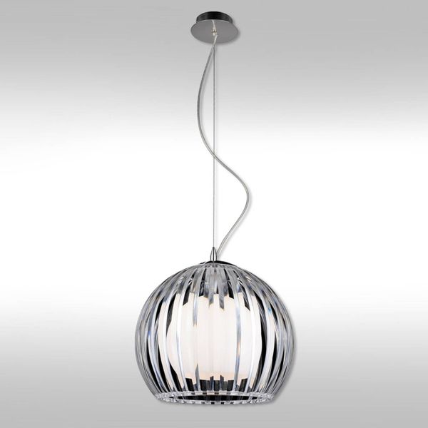 Pamalux Priehľadná závesná lampa Mandina – 20 cm, Obývacia izba / jedáleň, kov, plexisklo, opálové sklo, G9, 40W