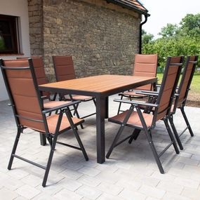 Primažidle.cz Záhradný set Ibiza so 6 stoličkami a stolom 150 cm, antracit/hnedý