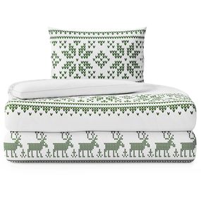 Bavlnená posteľná bielizeň Hollie bielo-zelená