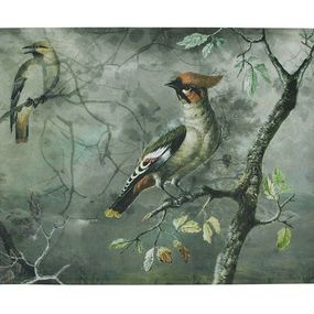 Zeleno-sivá rohožka s vtáčikmi Crested Bird - 75*50*1cm